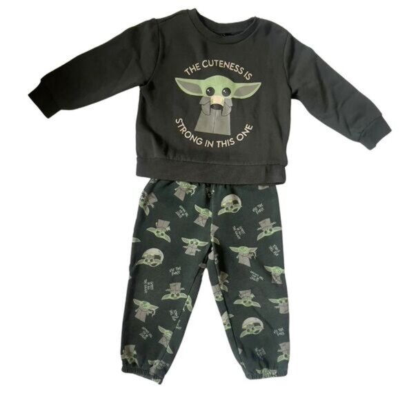 Boy's Star Wars Joggers and Fleece Sweatshirt Size 3T Baby Yoda Boy's Green - Picture 1 of 11